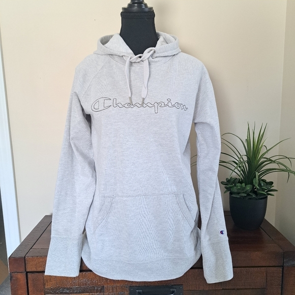 Champion Hoodie Light Grey Womens Medium Sweatshirt Cotton Blend - Picture 1 of 13